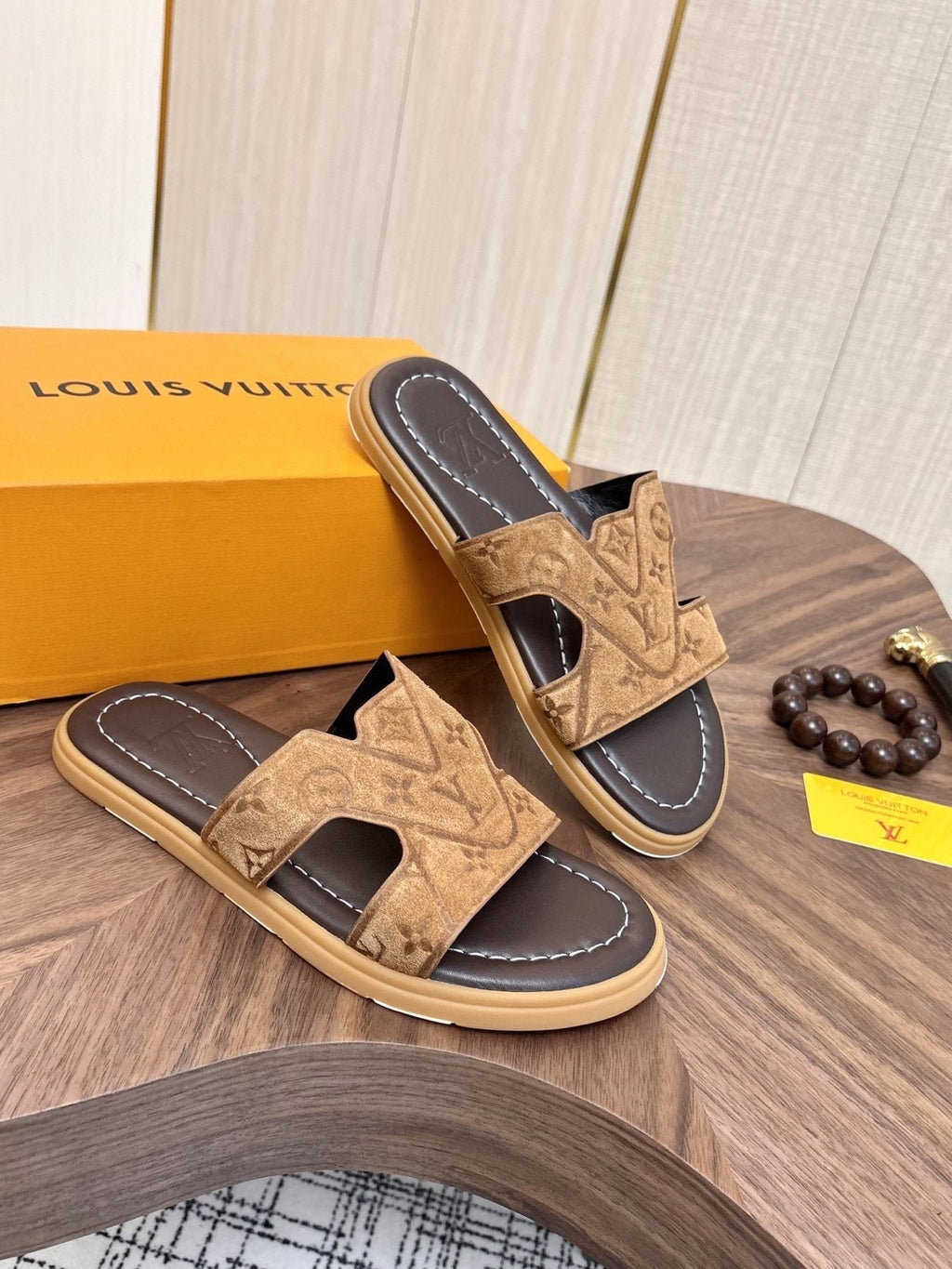 Louis Vuitton Monogram Slide Sandals - Rubber Sole