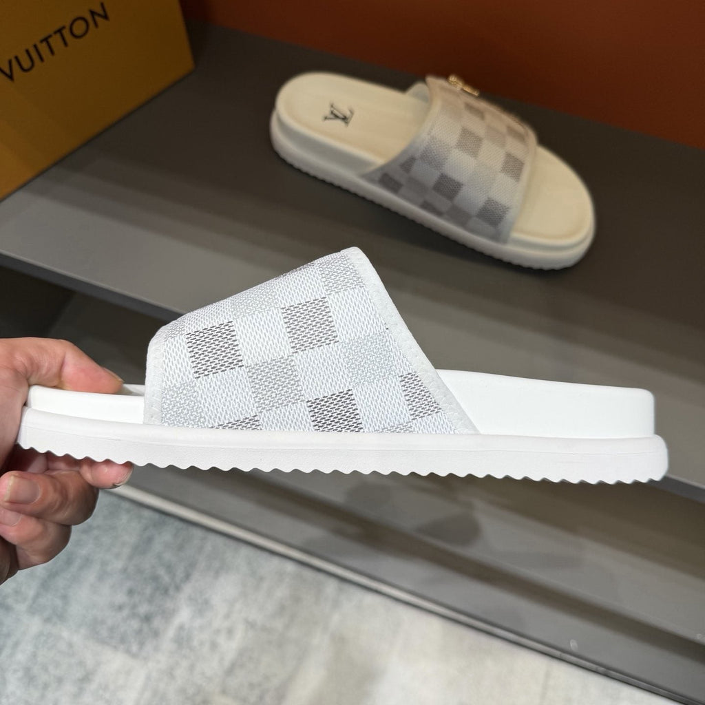 Louis Vuitton Checkered Zipper Slide Sandals