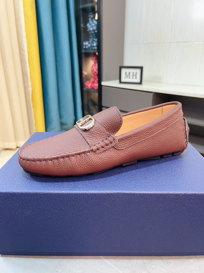 Dior Pebbled Buckle Loafers
