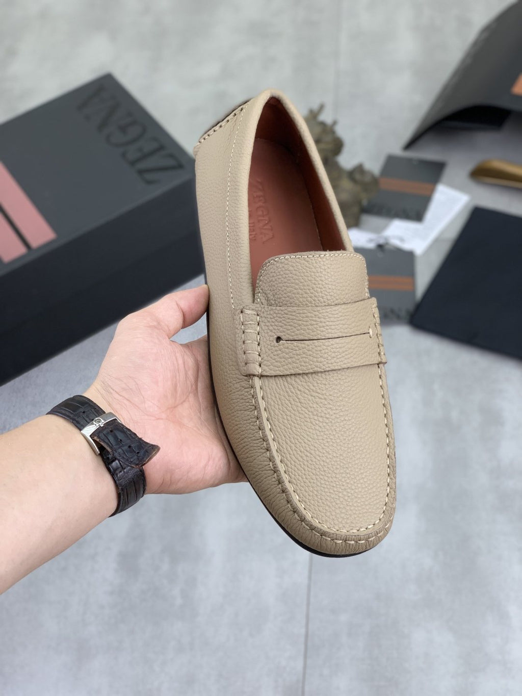 Zegna Men's Moc-Toe Driving Loafers