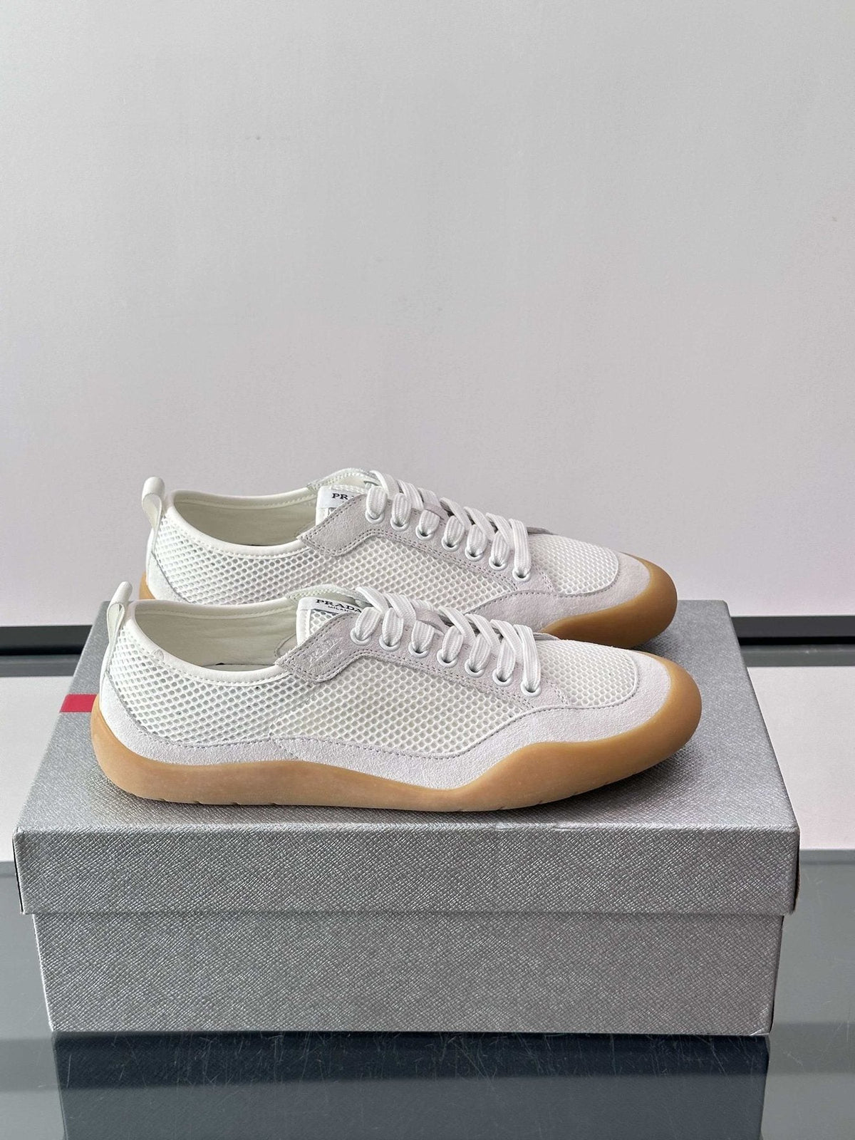 Prada Men's Low-Top Perforated Sneakers