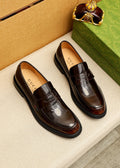 GUCCI Glossy Strap Loafers