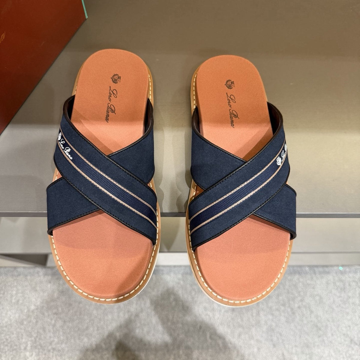 Loro Piana Men's Crisscross Slide Sandals - Cross Straps