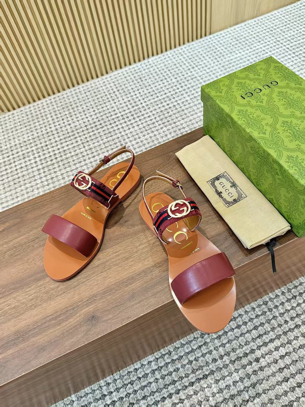 Gucci Logo Hardware Ankle-Strap Sandals