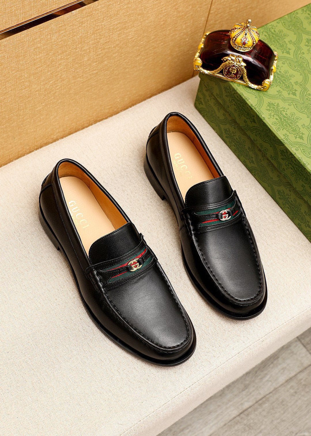 Gucci Leather Web Detail Loafers