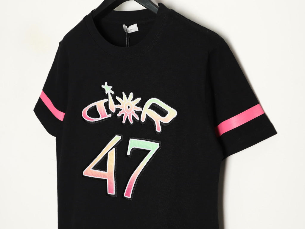 Dior 47 Gradient-Style Lettering Short-Sleeve T-Shirt - Black