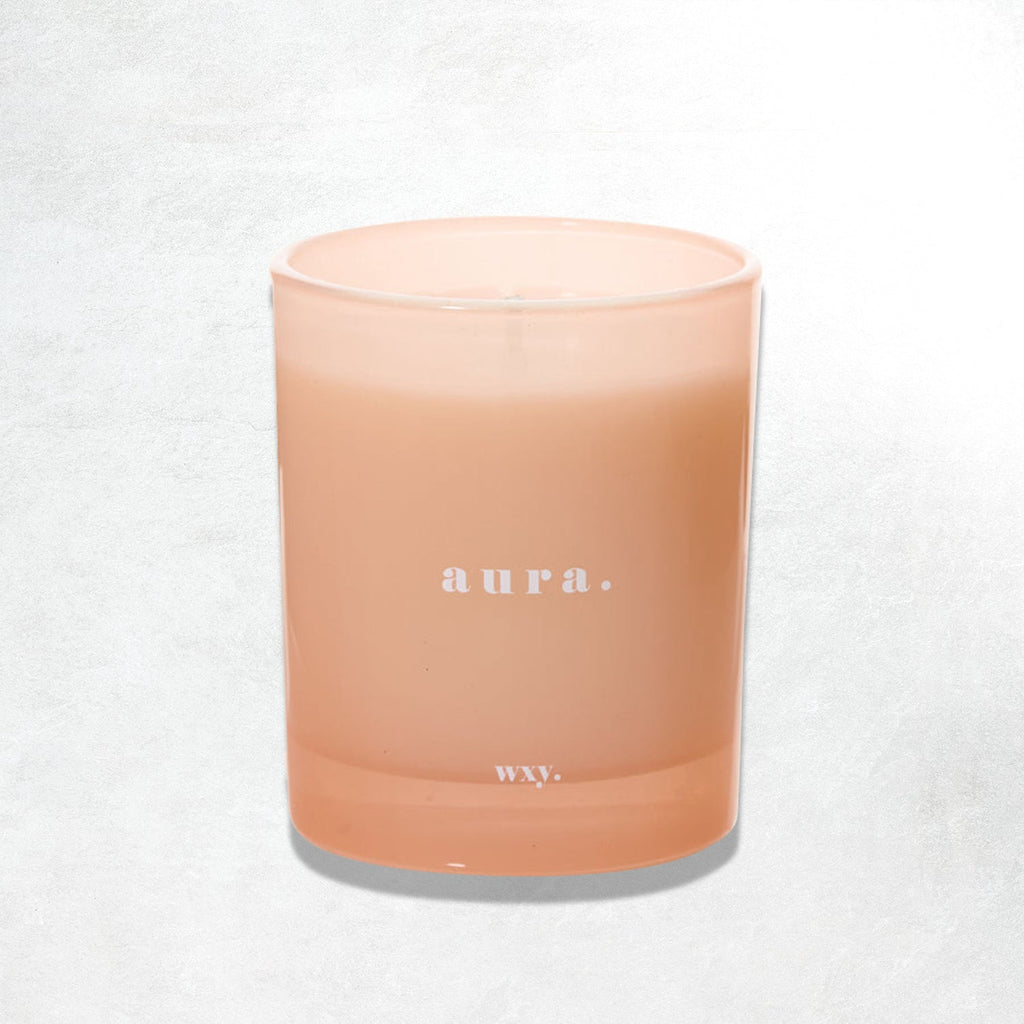 wxy. 7oz candle - aura: white woods & amber down